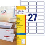 AVERY Zweckform J4792-25 adreslabels/adreslabels/stickers (675 etiketten, 63,5 x 29,6 mm op A4, bedrukbaar, zelfklevend, voor DIN B6/C6 enveloppen, mat papier, inkjetprinter) 25 vellen, wit