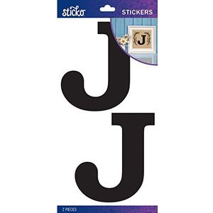 Sticko Basic Zwart Monogram Stickers-J, andere, Multi kleuren, 0.25x11.43x22.22 cm