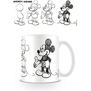 empireposter Mickey Mouse - Schetsproces - Disney keramische mok koffiemok - grootte Ø 8,5 H9,5 cm