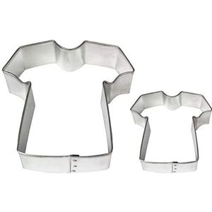 PME SC616 koekjes- en taartuitsteker met T-shirtmotief, klein en groot formaat, assortiment, 2-delig, roestvrij staal, zilver, 9 x 2 x 9 cm