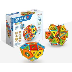 GEOMAG - Masterbox magnetische bouwstenen voor kinderen, magnetisch spel en speelgoed, groene collectie 100% gerecycled plastic, 3-99 jaar, 388 stuks Supercolor 193 - Ontwikkelt motoriek