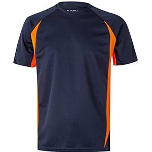 VELILLA Technisch T-shirt, tweekleurig, marineblauw en neonoranje, XXXL