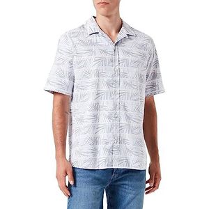 TOM TAILOR Uomini Resort overhemd met print 1031054, 29636 - White Big Striped Leaf Design, M