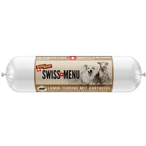 DeliBest Swiss Menu Lam-terrine met aardappelen, nat voer voor honden, van 100% Zwitsers lamsvlees, graanvrij en zonder toevoegingen, glutenvrij hondenvoer voor volwassenen, 400 g