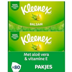 Kleenex Balsam zakdoekjes - 80 zakdoekjes - 10 x 8 stuks - Voordeelverpakking - met calendula balsam - voorkomt een rode neus