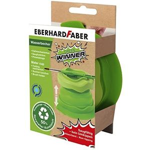 Eberhard Faber 579935 - Groene Winner waterbeker met zuigfunctie en vouwmechanisme, penseelbeker van silicone met penseelbakje, schilder- en tekentoebehoren voor school en vrije tijd