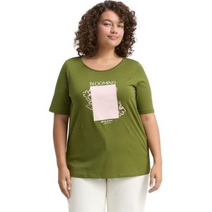 TOM TAILOR Dames 1047062 T-shirt, 38802 - Deep Ivy Green, 48 Grote maten