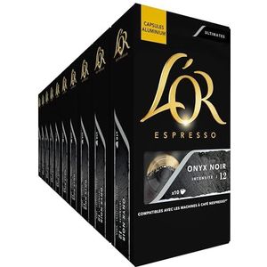 L'OR Espresso Koffiecups Espresso Onyx (100 Espresso Koffie Capsules - Geschikt voor Nespresso Koffiemachines - Intensiteit 12/12 - 100% Arabica Koffie) - 10 x 10 Cups