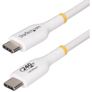 StarTech.com 3m USB-C Laadkabel, Wit, USB-IF Gecertificeerde USB Kabel, 240W PD EPR, USB 2.0 Type-C Laptop Laadkabel, M/M