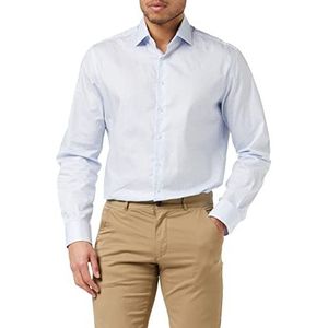 Hackett London Heren Luxury Twill Check Shirt, White/Sky, 46