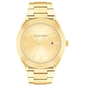 Calvin Klein Analoge quartz horloge voor heren met goudkleurige roestvrijstalen armband - 25200199, Licht Goud, armband