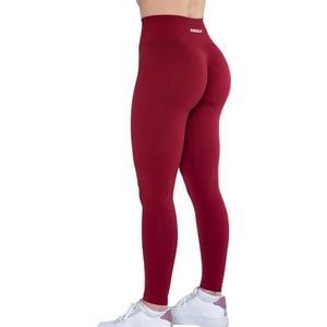 Aurola Workout-leggings voor vrouwen en meisjes, naadloze scrunch-panty, buikcontrole, fitnessstudio, fitness, sport, actieve yogabroek, Deep Red, XS