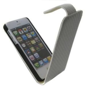 MDA HOUAPIPH5CARBB witte carbon etui mobiele telefoon met display flap voor Apple iPhone 5