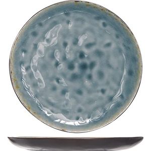 Cosy & Trendy Platte borden Laguna blauw/grijs, D 27 cm, 3 stuks
