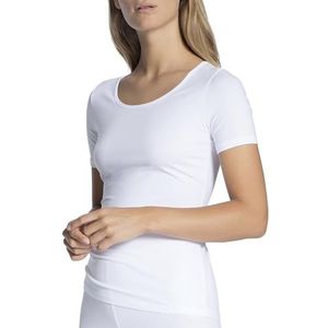 CALIDA Natural Comfort T-shirt voor dames, ronde hals, van hoogwaardig katoen, met natuurlijke glans en gladde grip, wit, 32/34 NL