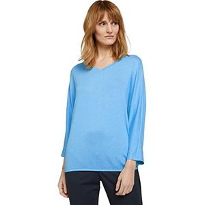 TOM TAILOR Dames Gemêleerd shirt met elastische band 1024046, 25368 - Soft Cloud Blue Melange, XXS