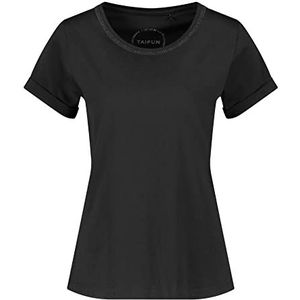 Taifun Dames 971988-19650 T-shirt, zwart, 34, zwart, 34