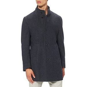 bugatti Herenmantel klassieke wollen jas met opstaande kraag in een comfortabele pasvorm, marineblauw, 56