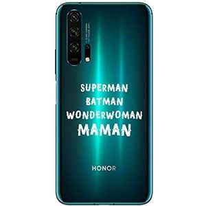 Zokko Beschermhoes voor Honor 20 Superman Batman Wonderwoman Maman - zacht, transparant, witte inkt