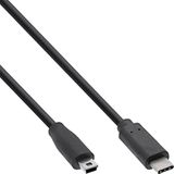 InLine 35756 USB 2.0 kabel, USB type-C stekker naar mini-B stekker (5 pin), zwart, 0,5 m