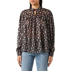 DreiMaster Vintage Bridgeport blouse met lange mouwen voor dames, Beige meerkleurig, L