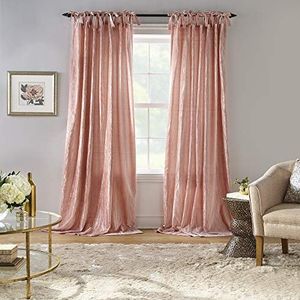 Elrene Home Fashions Korena vouwgordijn, kreukelfluweel, rustieke stijl, voor woonkamer of slaapkamer, 127,8 x 244,9 cm, rouge, 1 gordijn