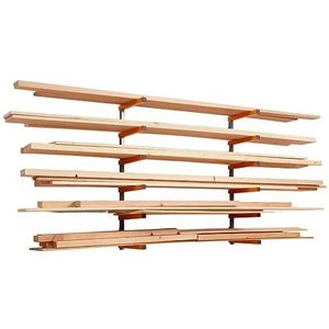 Bora Houten rek en houten rek van metaal met 6 niveaus wandhouder, voor binnen en buiten, in oranje | PBR-001