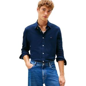 Tommy Hilfiger Heren Knit Pique Featherweight Shirt MW0MW41690 L/S Shirt, blauw, XS, Blauw (Donker Nacht Marine), XS