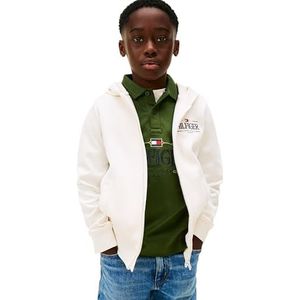 Tommy Hilfiger Tommy Icons Zip Through Hoodie Kb0kb10362 Sweatshirt met capuchon en ritssluiting, wit (antiek wit), 14 jaar voor kinderen, wit (antiek wit), 14 jaar