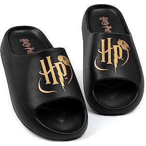 HARRY POTTER Sliders Dames Dames | Zwart Gegoten Sandalen Golden Snitch HP-logo | Magische zomerschoenen schoenen schoenen, Zwart, 36.5 EU