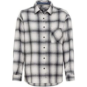 camel active Damesblouse in geruit flanel, grijs, M