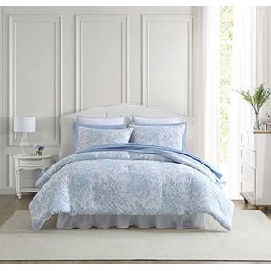 Laura Ashley Omkeerbare katoenen beddengoedset met bijpassende sham(s), boerderijinterieur, Bedford Blue, King