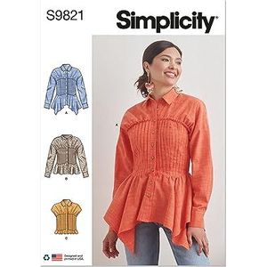 SIMPLICITY SS9821H5 Misses' blouse met kraag, mouw en zoom variaties H5 (6-8-10-12-14)