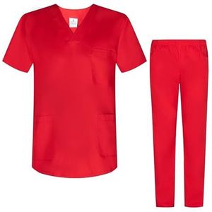 MISEMIYA Gezondheidsuniformen, uniseks, medische uniformen, sanitaire sets BZ-817-8312, Rood, S