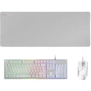 Mars Gaming MCPXWES, Combo H-Mech Toetsenbord+Ultralight Muis+Muismat XXL, Wit, ES