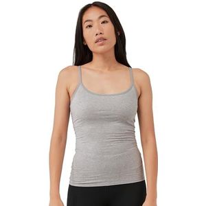 PACT Women's Organic Cotton Camisole Tank Top with Built-in Shelf Bra, Heather Grey, Medium