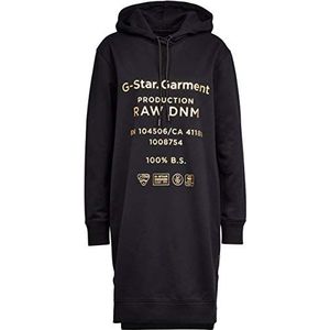 G-STAR RAW Casual jurk voor dames, met grafische tekst, boyfriend, hoodedG-Star Raw, casual jurk, grafische tekst, boyfriend hooded, Zwart (Dk Black D17768-a613-6484), XS