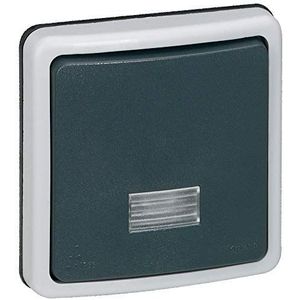 Legrand LEG90480 inter-wisselschakelaar met controlelampje, 10 A, Plexo66/ik08, grijs