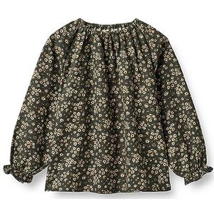 Wheat Meisjesblouse, 0027 Black Coal Flowers, 110 cm