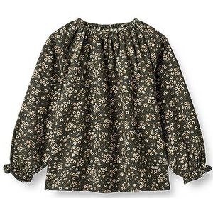 Wheat Blouse tuniek hemd Nicoline Junior maten meisjes 100% biologisch katoen, 0027 Black Coal Flowers, 116 cm