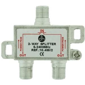 Sat/terrestrische 2-weg verdeler – dubbele aansluitingen, hoge frequentie, ideaal voor signaalversterking en verdeling in installaties.