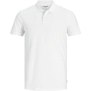 JACK & JONES Heren T-shirt Effen Polo T-Shirt, Wit (White Detail: Slim Fit), XS