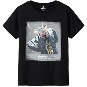 NAME IT Jongens Nkmvoto SS Top T-shirt, zwart/print: hert, 116