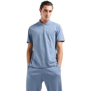 Armani Exchange Heren Ax Stacked Logo Cotton Piquet Zip Up Polo Shirt, stone, L