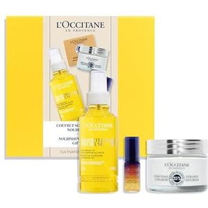 L'OCCITANE Immortelle and Shea Skincare Set, Luxury Skincare Gift Set, Anti-ageing Face Serum, Hydrating Face Cream