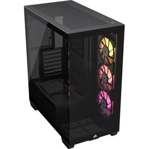 CORSAIR iCUE LINK 3500X RGB Mid-Toren ATX PC-Behuizing - Panoramisch Gehard Glas - Omgekeerde Aansluiting Moederbordcompatibel - 3x CORSAIR RX120 RGB Ventilatoren Inbegrepen - Zwart