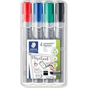 Staedtler Lumocolor 356 B WP4 Flipchart-merk, navulbaar, Staedtler Box met 4 kleuren