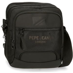 Pepe Jeans Bromley schoudertas, groot, zwart, 22 x 27 x 8 cm, polyester, Zwart, Eén maat, Grote schoudertas