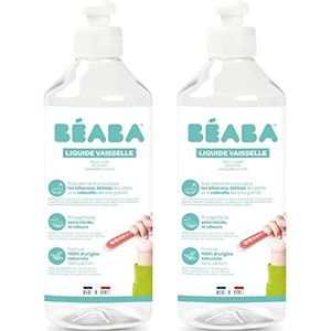 BÉABA, Vaatwasmiddel voor flessen en eetaccessoires, 100% natuurlijk, Made in France, Geurvrij, 100% biologisch afbreekbare flessen, set van 2x500 ml