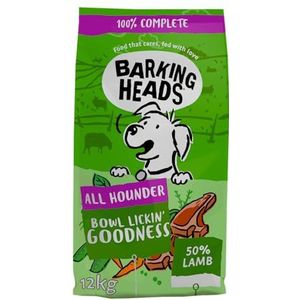 Barking Heads Chop Lickin' Lamb droogvoer voor honden, 100% natuurlijk droogvoer voor honden, met gras gevoerd lam, natuurlijke diervoeding voor volwassen honden van alle rassen, 12 kg